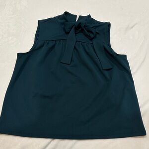 Ann Taylor Dark Teal Bow Blouse
